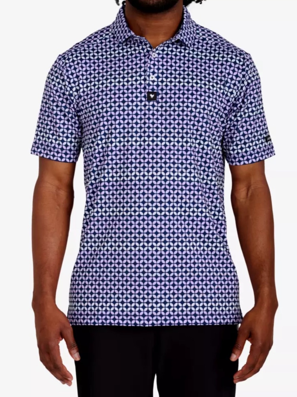Bad Birdie Purple Geometric Polo Shirt